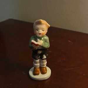 Red Letter Occupied Japan Porcelain Boy Figurine 3 inches tall
